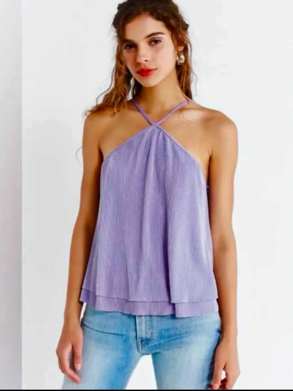 Urban Outfitters Purple Plisse Halter Top